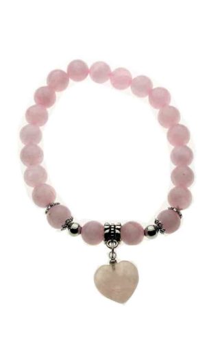Bracelet Stone Heart Rose Quartz