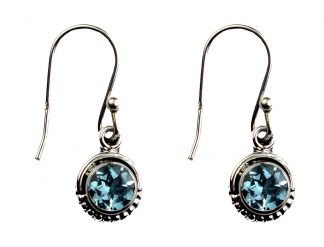 Silver Earring Circle Blue Top