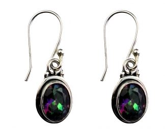 Silver Earring Oval Mystic Top