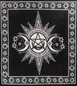 Altar Cloth Triple Moon Black and White 105X105cm