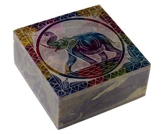 Soapstone Square Box 4×4″ Elephant