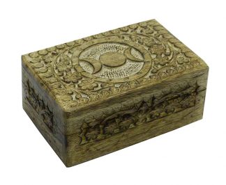 Box Wooden Triple Moon  6X4 Inch