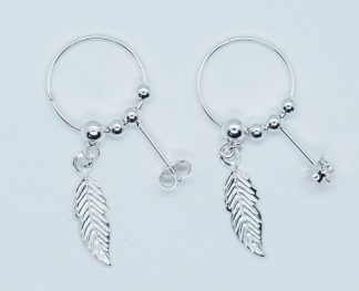 Silver Earing Feather on Hoop