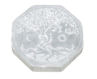 Selenite Octagon Tree Of Life 10cm