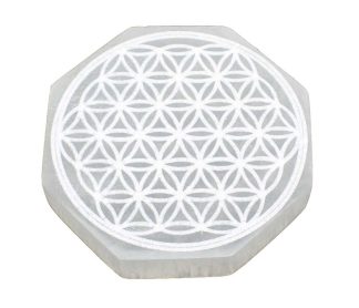 Selenite Octagon Flower Of Life 10cm