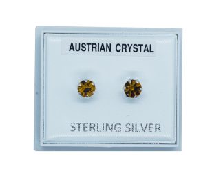 Silver Earring Stud Amber