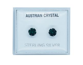Silver Earring Stud Dark Green