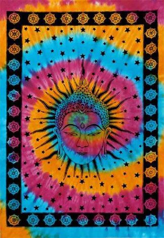 Bedspread Single Buddha Head Multicolour