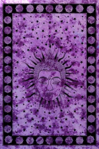 Bedspread Single Buddha Head Purple