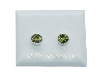 Silver Stud Round Cut Peridot