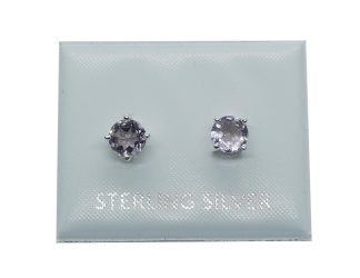 Silver Stud Round Cut Amethyst