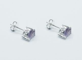 Silver Stud Cut Amethyst