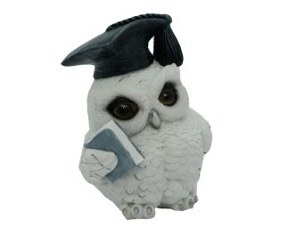 Owl White With Book 12cm