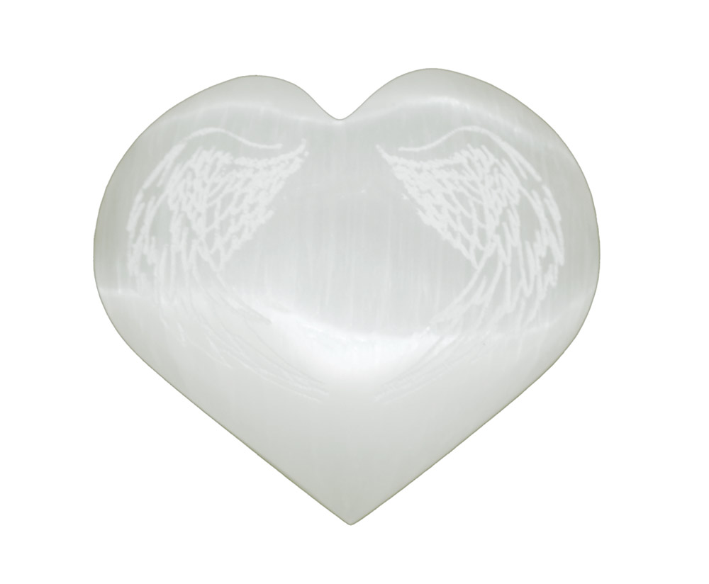 Selenite Heart With Wings