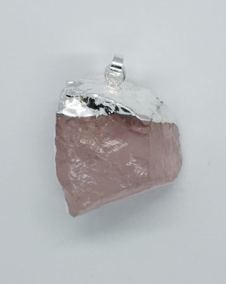 Pendant Rough Rose Quartz Silver Plated