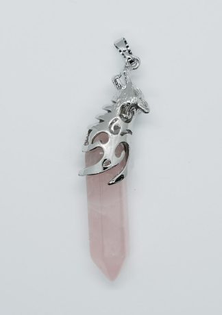 Pendant Wolf On Rose Quartz Wand