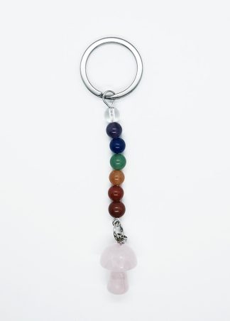 Keyring Mushroom Rose Quartz