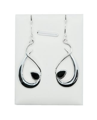 Silver Earring Onyx Drop