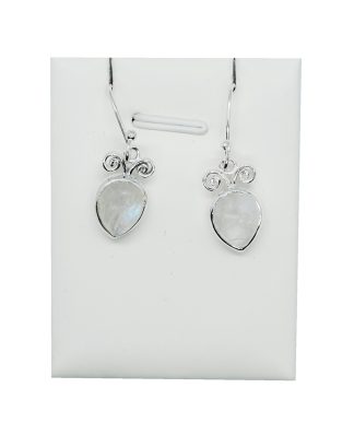 Silver Earring Pear Rainbow