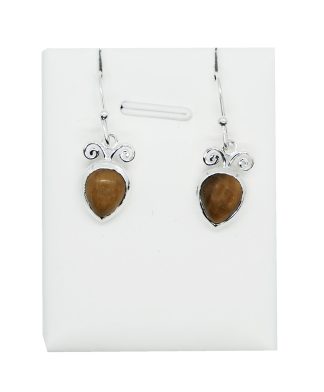 Silver Earring Pear Tiger Eye