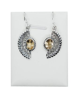 Silver Earring Fan and Citrine