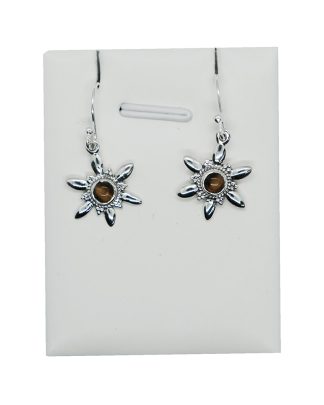 Silver Earring Flower TigerEye