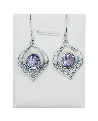 Silver Earring Cut Amethyst