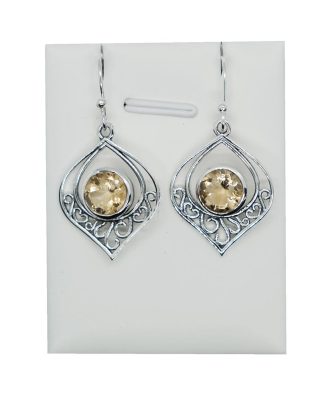 Silver Earring Cut Citrine