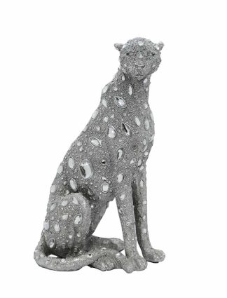 Cheetah Sitting Silver 14.5″