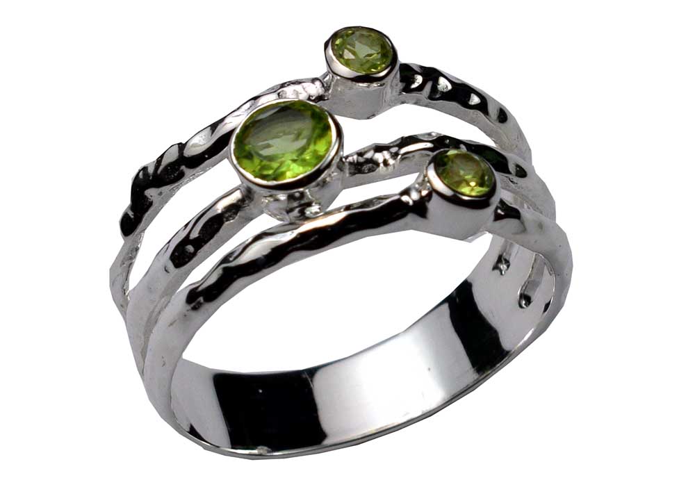 Silver Ring Circles Peridot