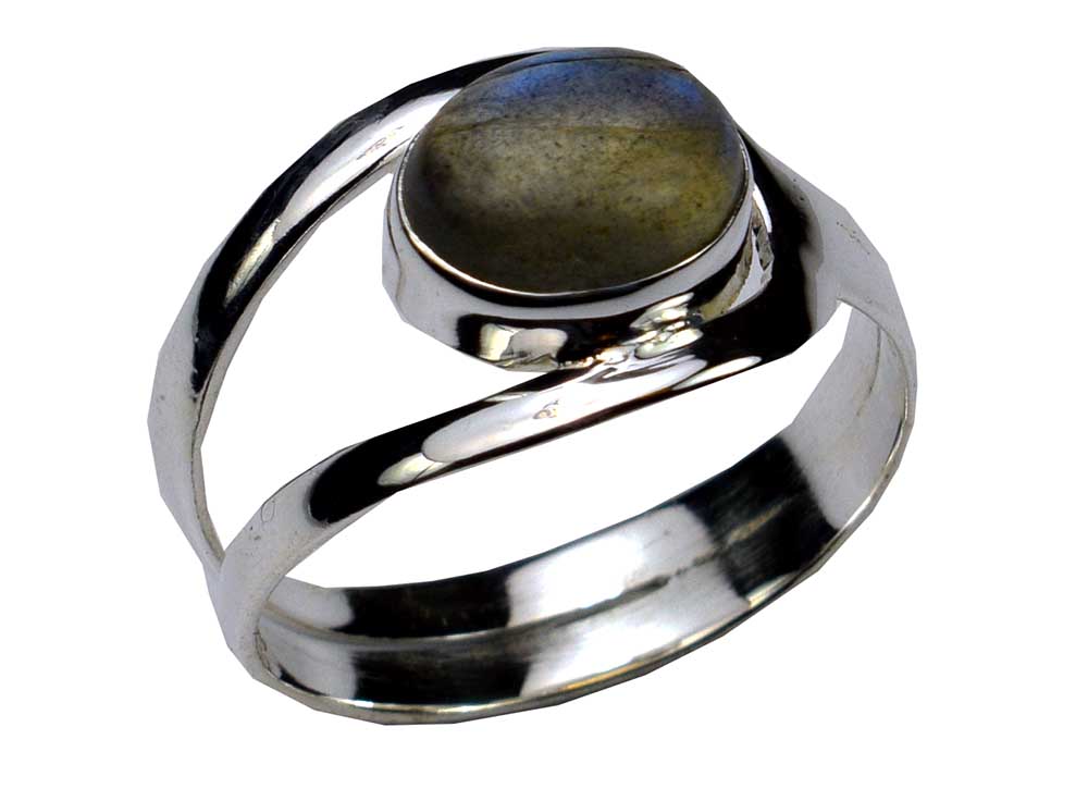 Silver Ring With Oval Labradorite
