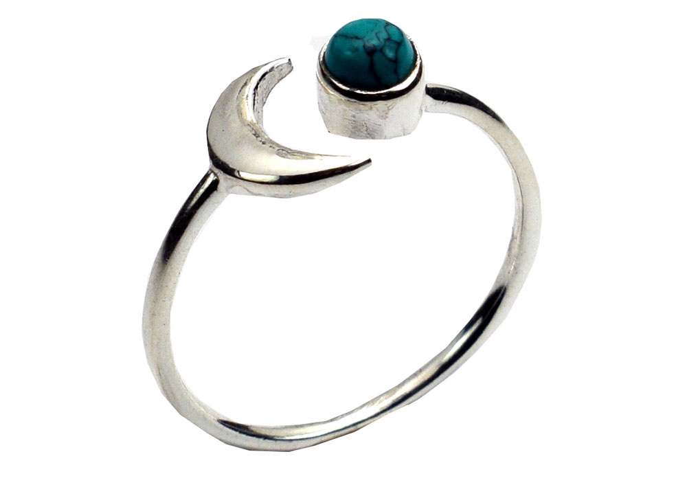 Silver Ring Moon and Sun