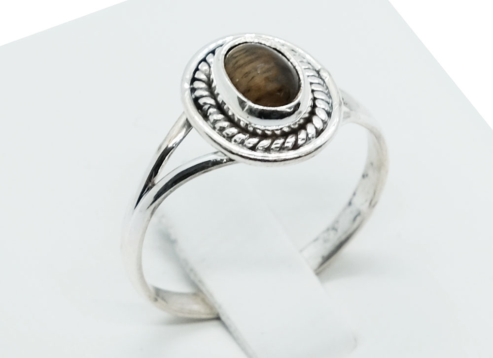 Silver Ring Tiger Eye Stone