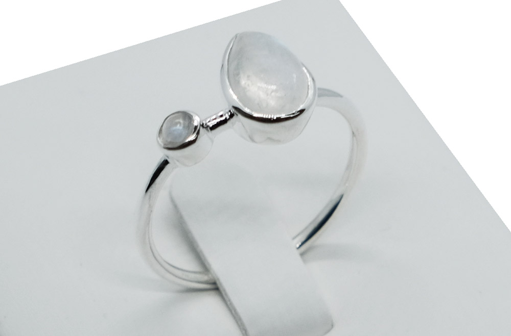 Silver Ring Rainbow Pear Drop