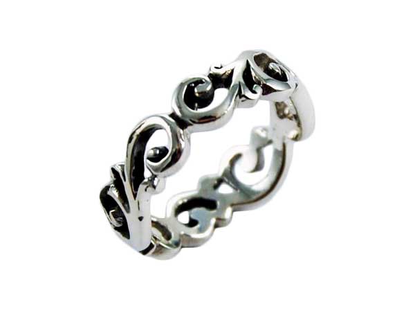 Silver Ring Swirly Cut Band