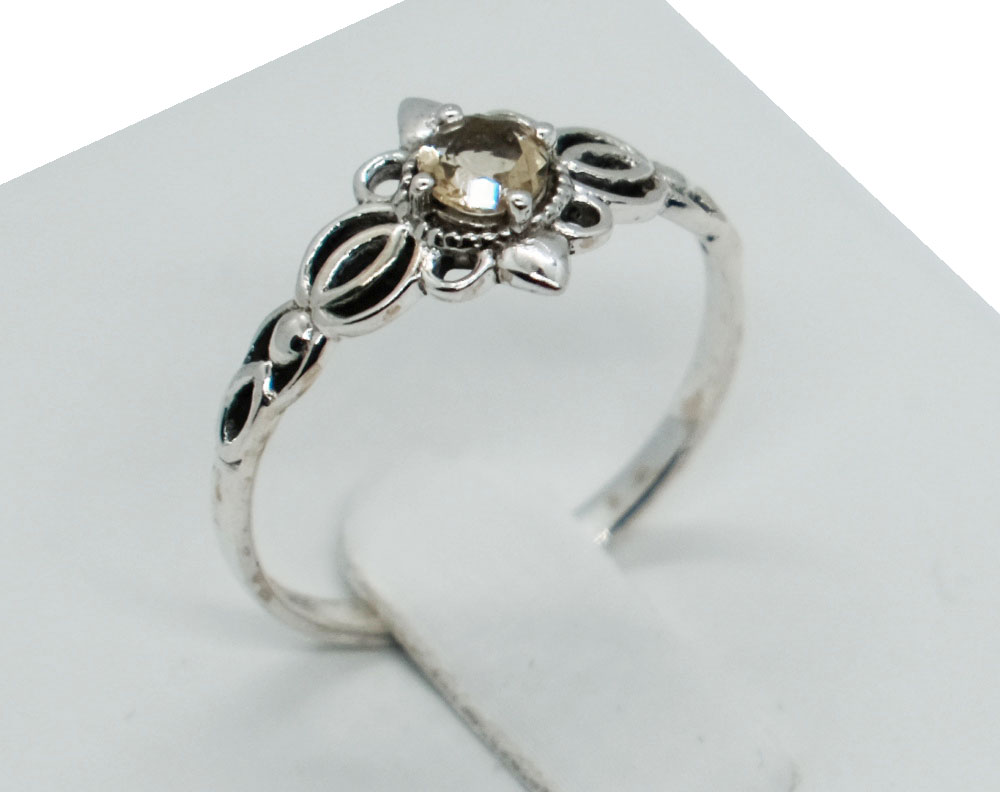 Silver Ring Flower Citrine