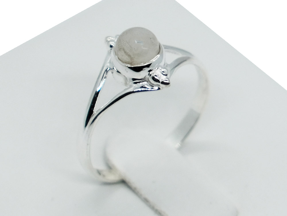 Silver Ring Round Moonstone