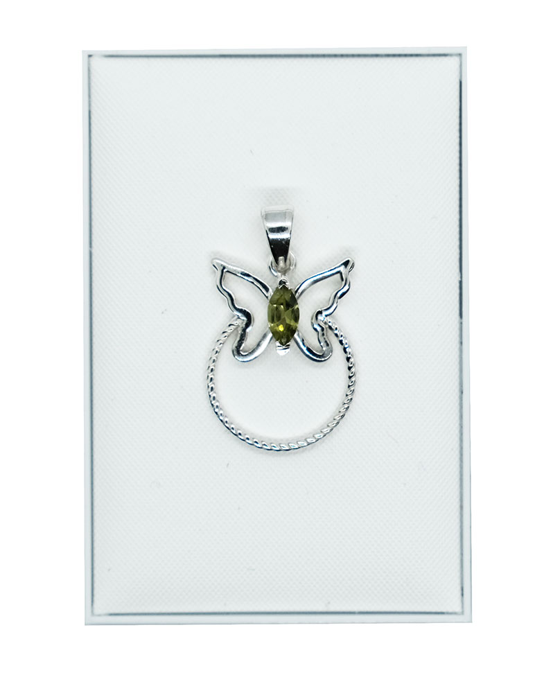 Silver Pendant Butterfly Peridot