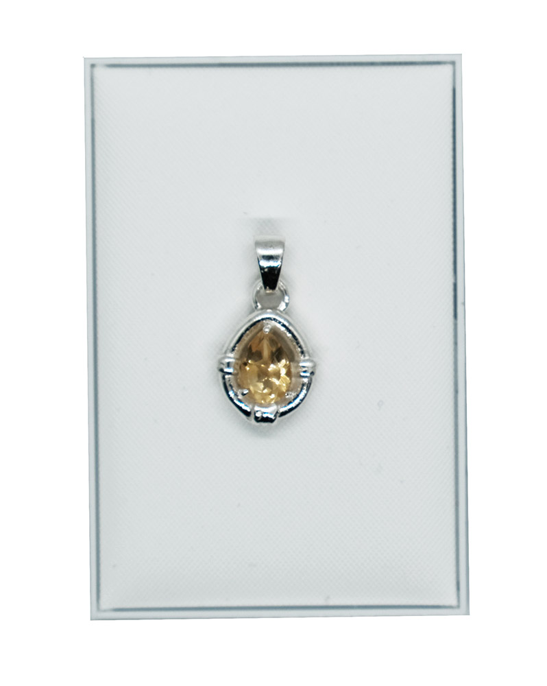 Silver Pendant Teardrop Citrine