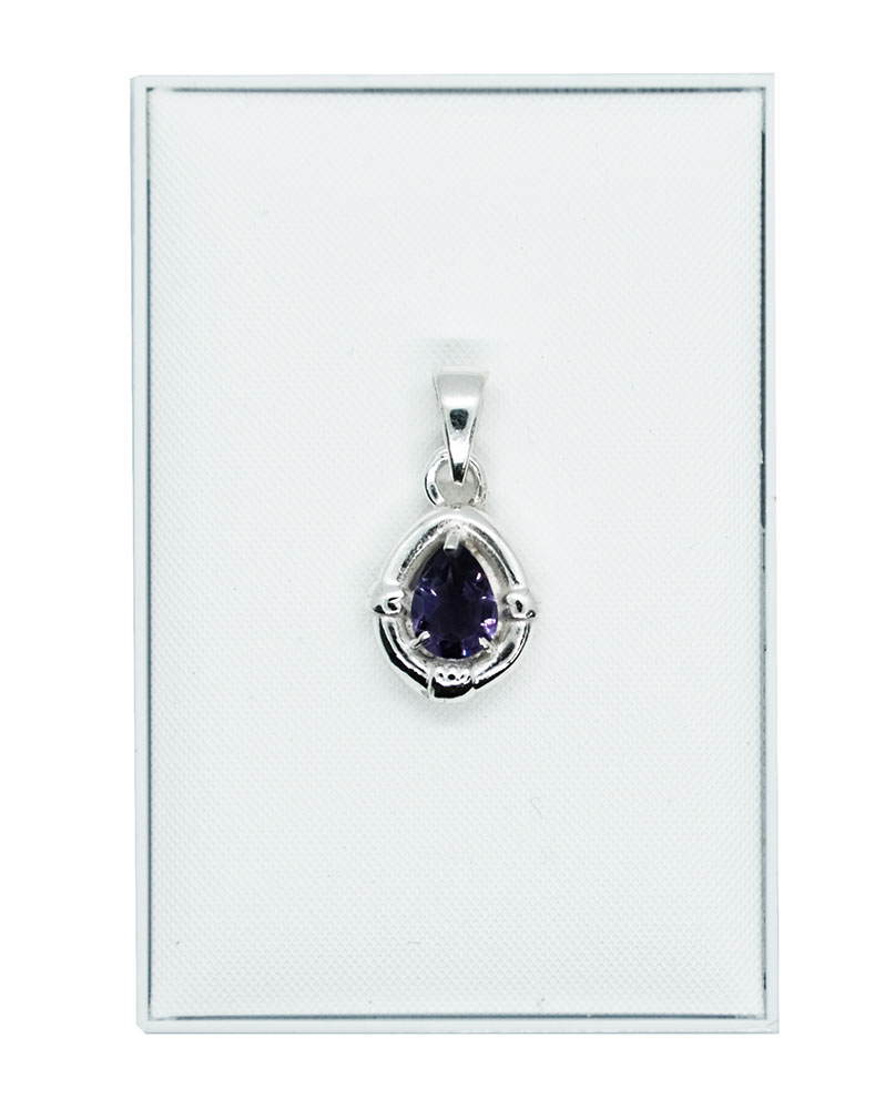 Silver Pendant Teardrop Amethyst