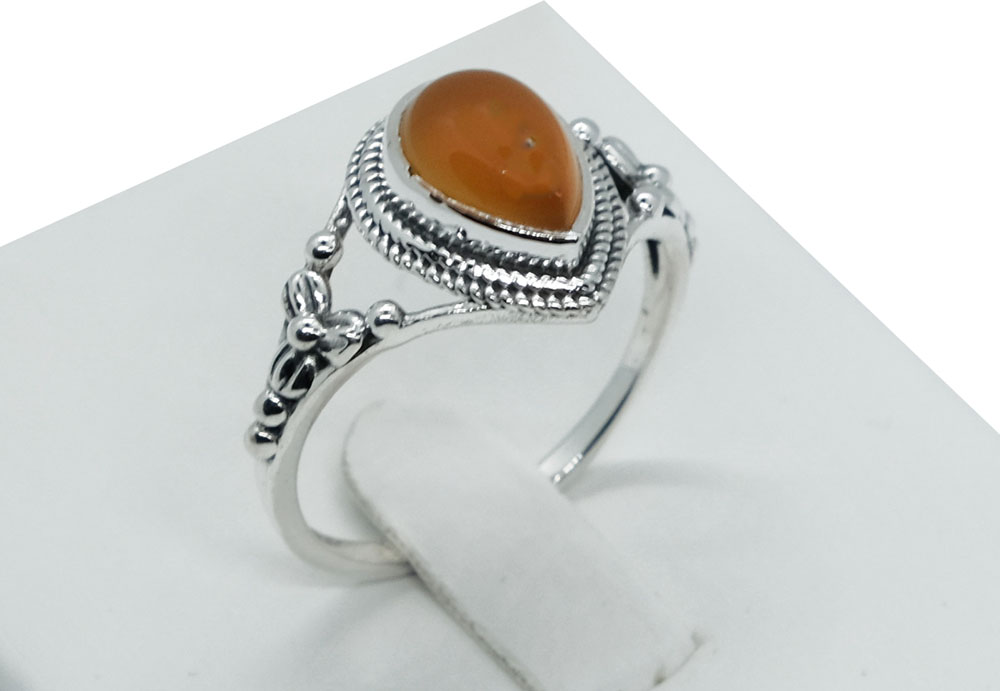 Silver Ring Teardrop Carnelion