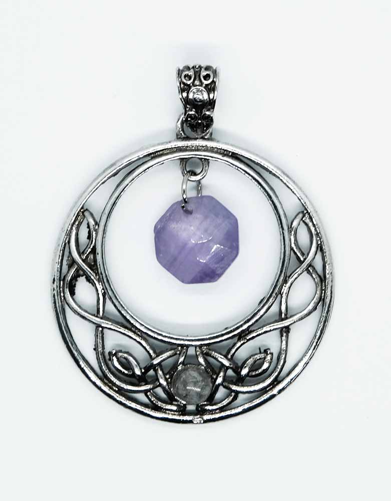 Pendant Circle Faceted Amethyst