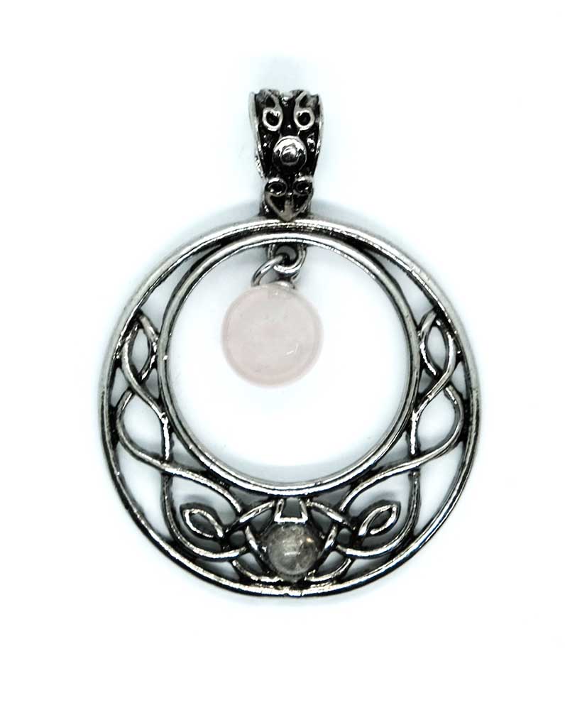 Pendant Circle Rose Qz Bead
