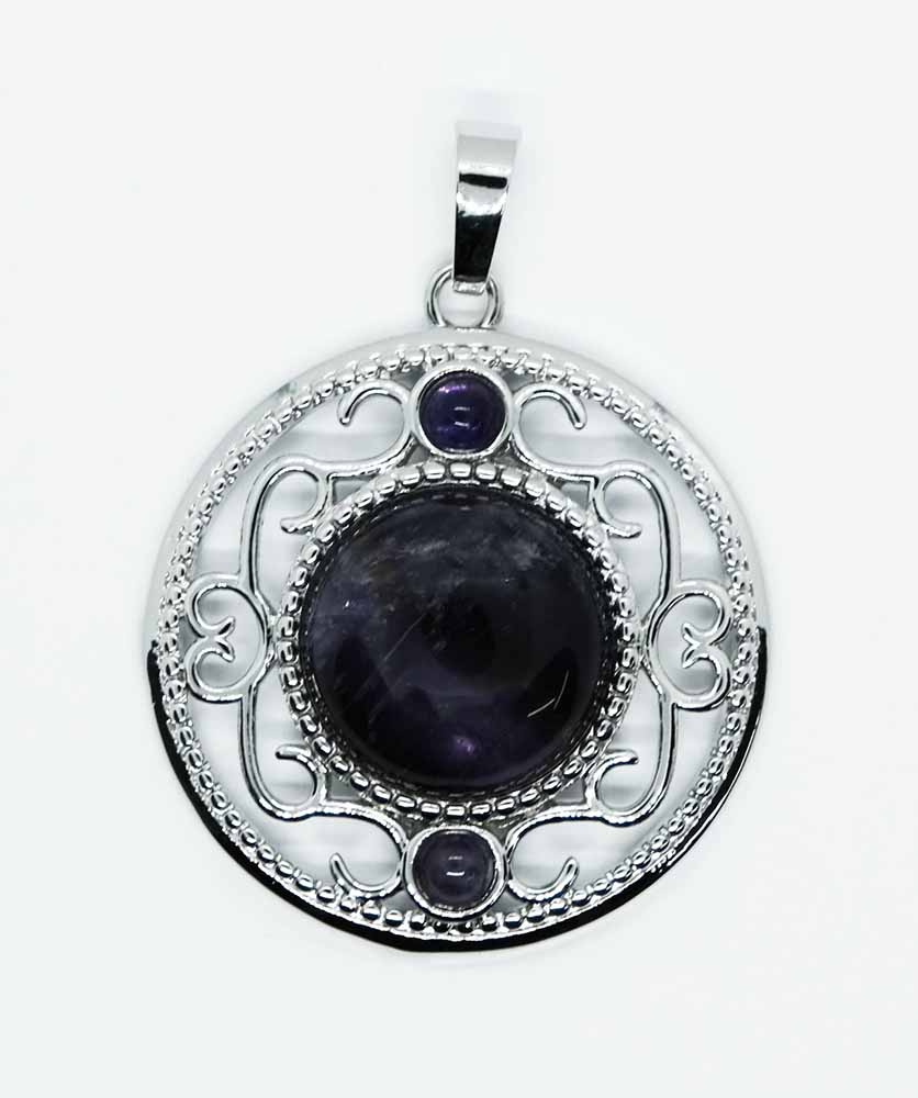 Pendant Round Lacy Amethyst