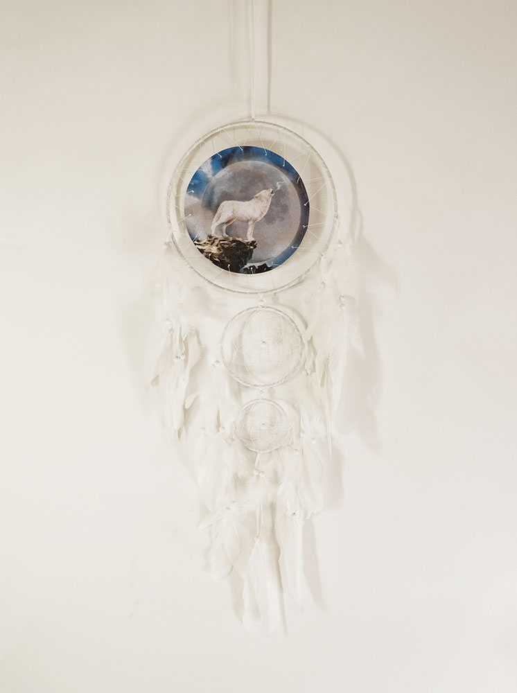 Dream Catcher White Wolf 25cm
