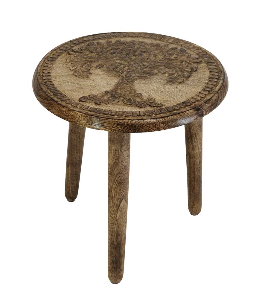 Stool Wooden Tree of Life 12″