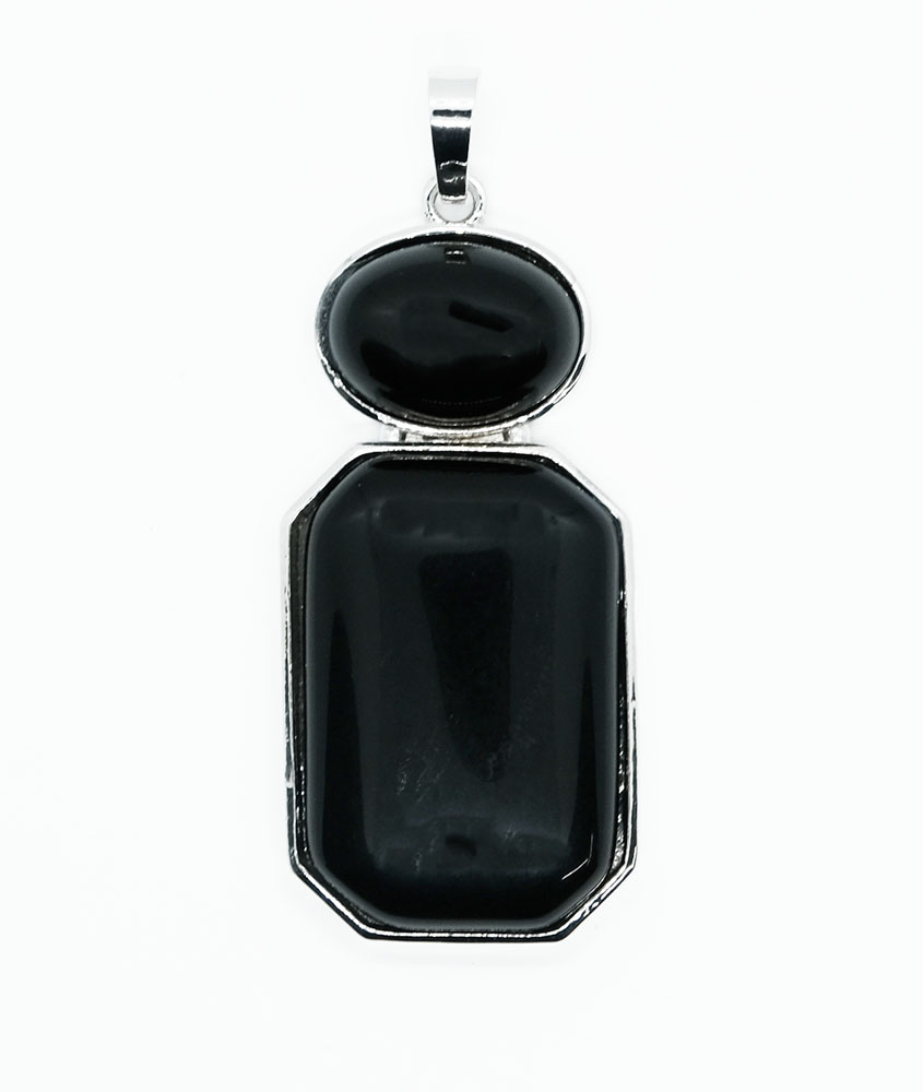 Pendant Oval Octa Obsidian
