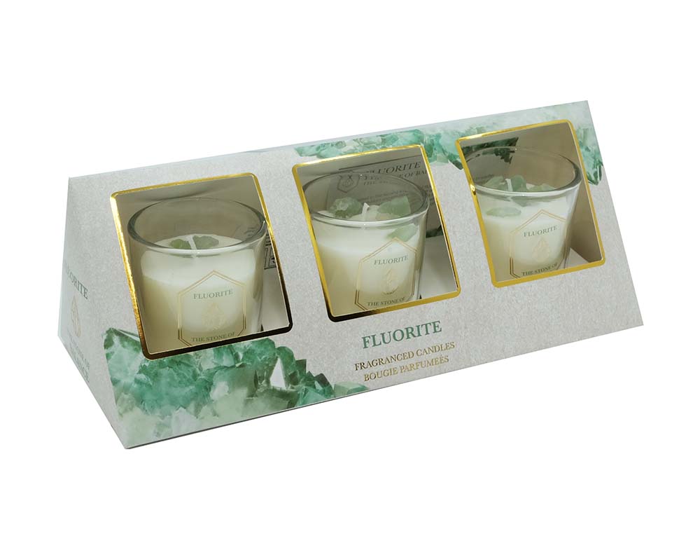 Candle With Fluorite Pack of 3