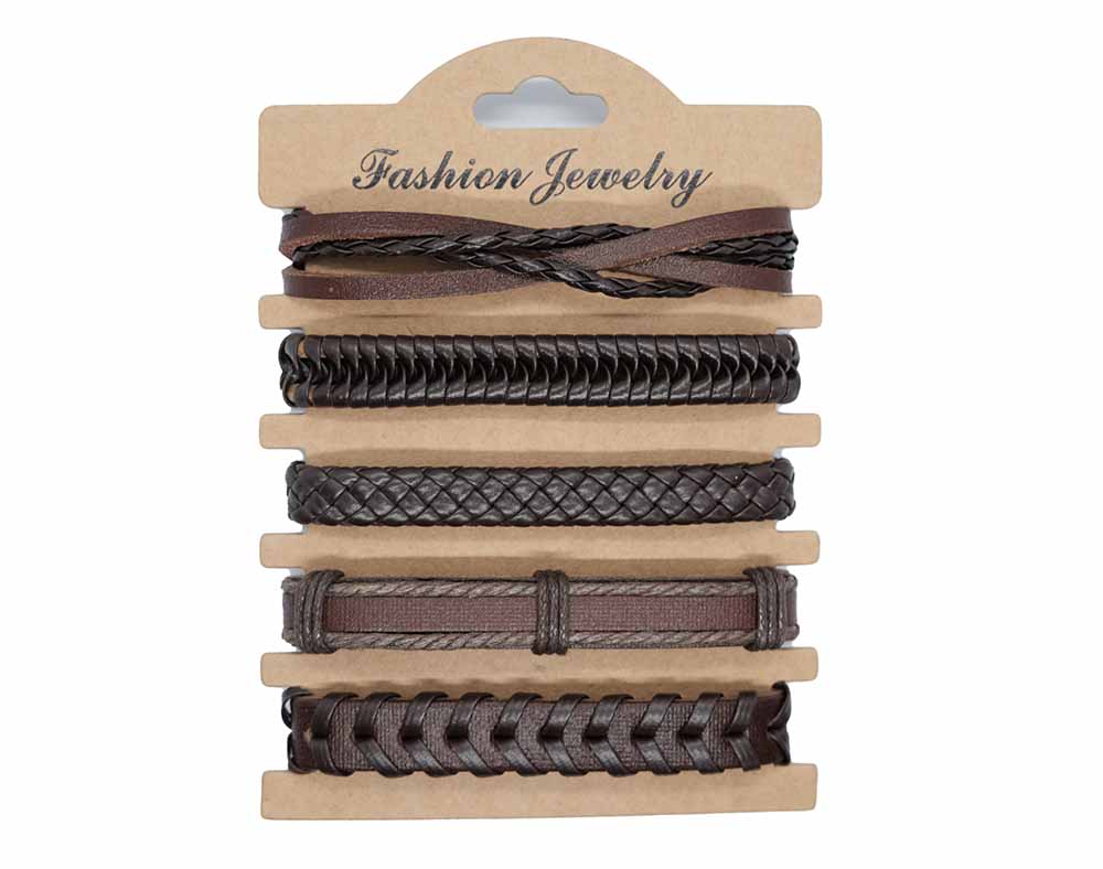 Bracelet Set Leather Brown