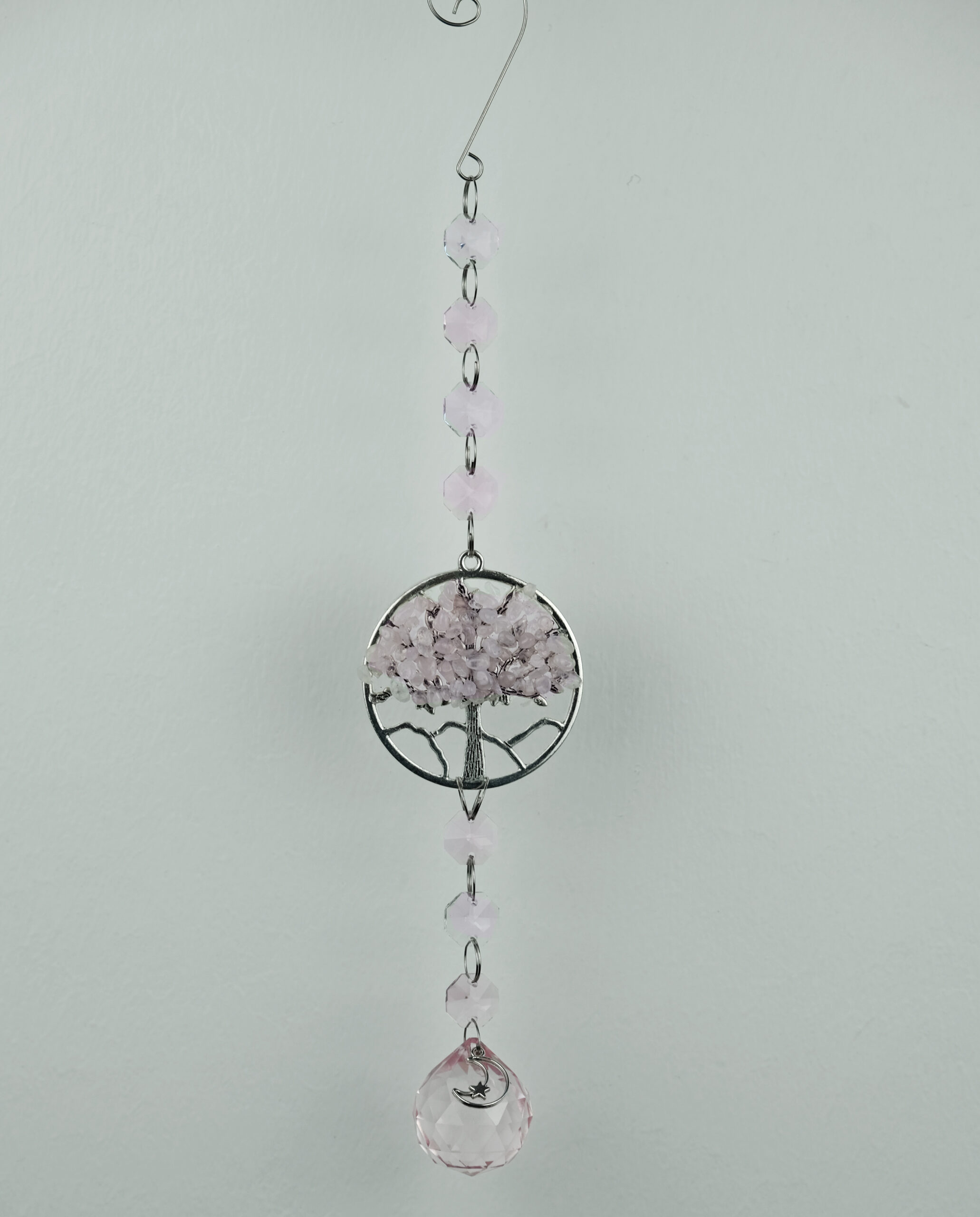 Suncatcher Tree of Life Rose Quartz Chips